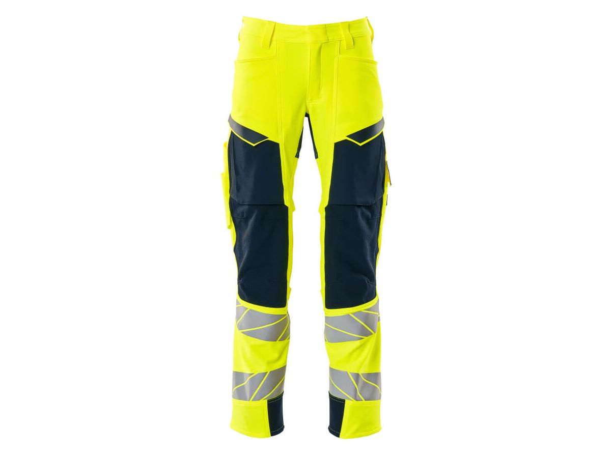 Hose mit Knietaschen, Gr. 82C60 - hi-vis gelb/schwarzblau