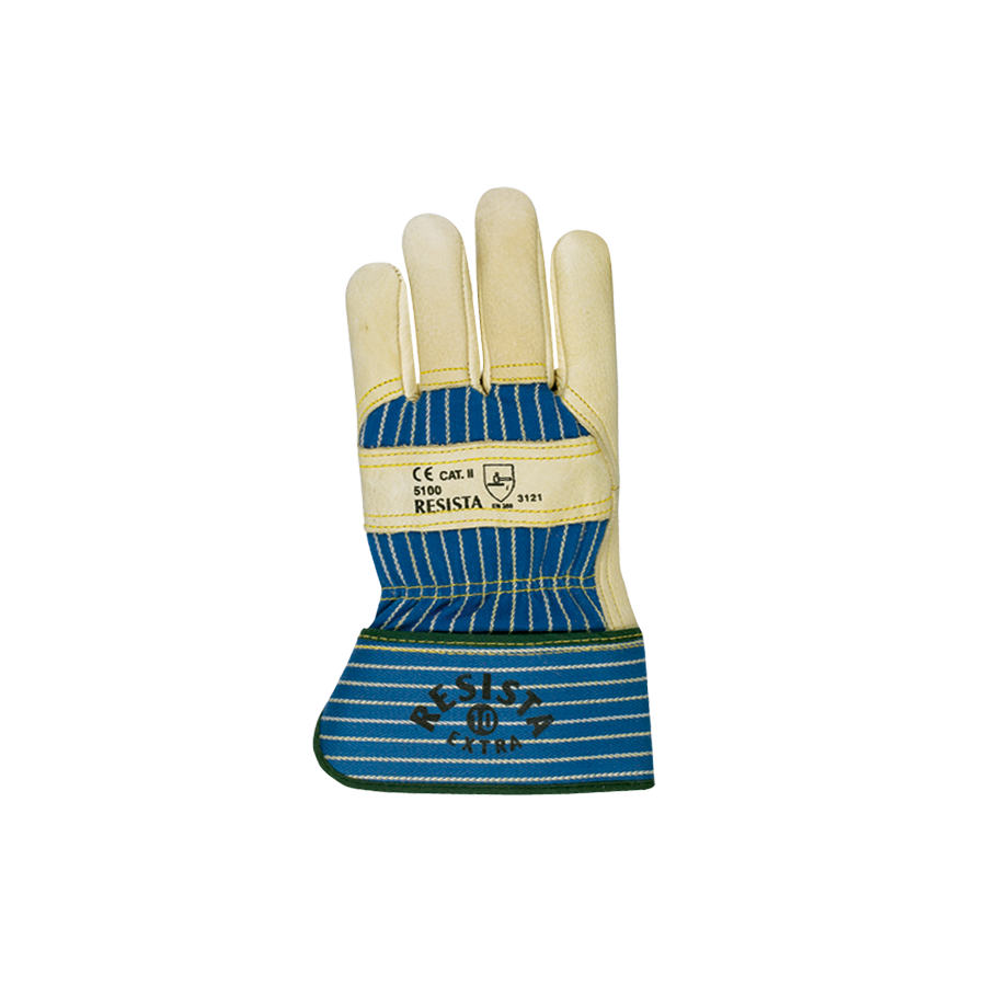 Schutzhandschuhe RESISTA-EXTRA Gr. 08 - Rindnarbenleder/Drilch, gummierte Stulpe