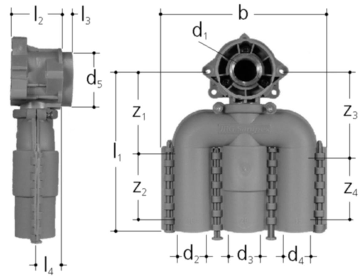 Sanipex Dose 90° 3-fach