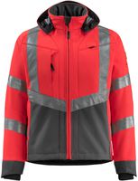 Soft-Shell Jacke Blackpool, Gr. 2XL - hi-vis rot/dunkelanthrazit, 100% PES