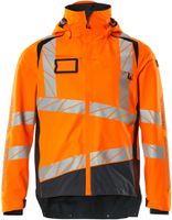 Hard Shell Jacke leichtes Futter Gr. 2XL - hi-vis orange/schwarzblau, 100% PES