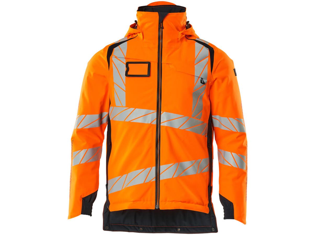 Winterjacke wind- & wasserdicht, Gr. S - hi-vis orange/schwarzblau, 100% PES