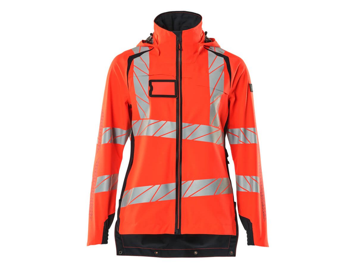 Soft Shell Jacke, Damenpassform, Gr. S - hi-vis rot/schwarzblau, 100% PES