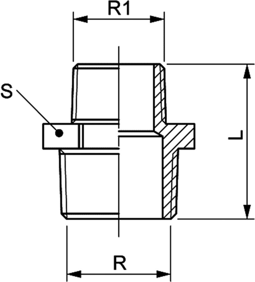 Doppelnippel reduziert - Messing