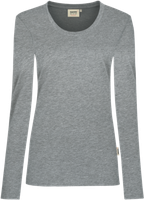 Damen-Longsleeve Perf. XS grau meliert - 50% Baumwolle, 50% Polyester, 190 g/m²