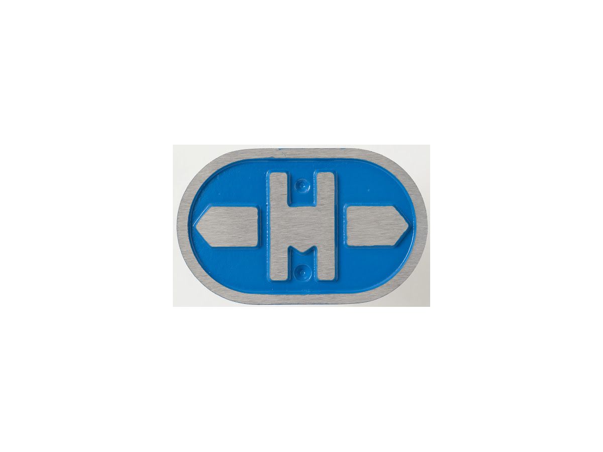 Hausanschlusstafel "H" oval m. Schraube - Nr.32 verkehrsblau (RAL5017) (Bega)