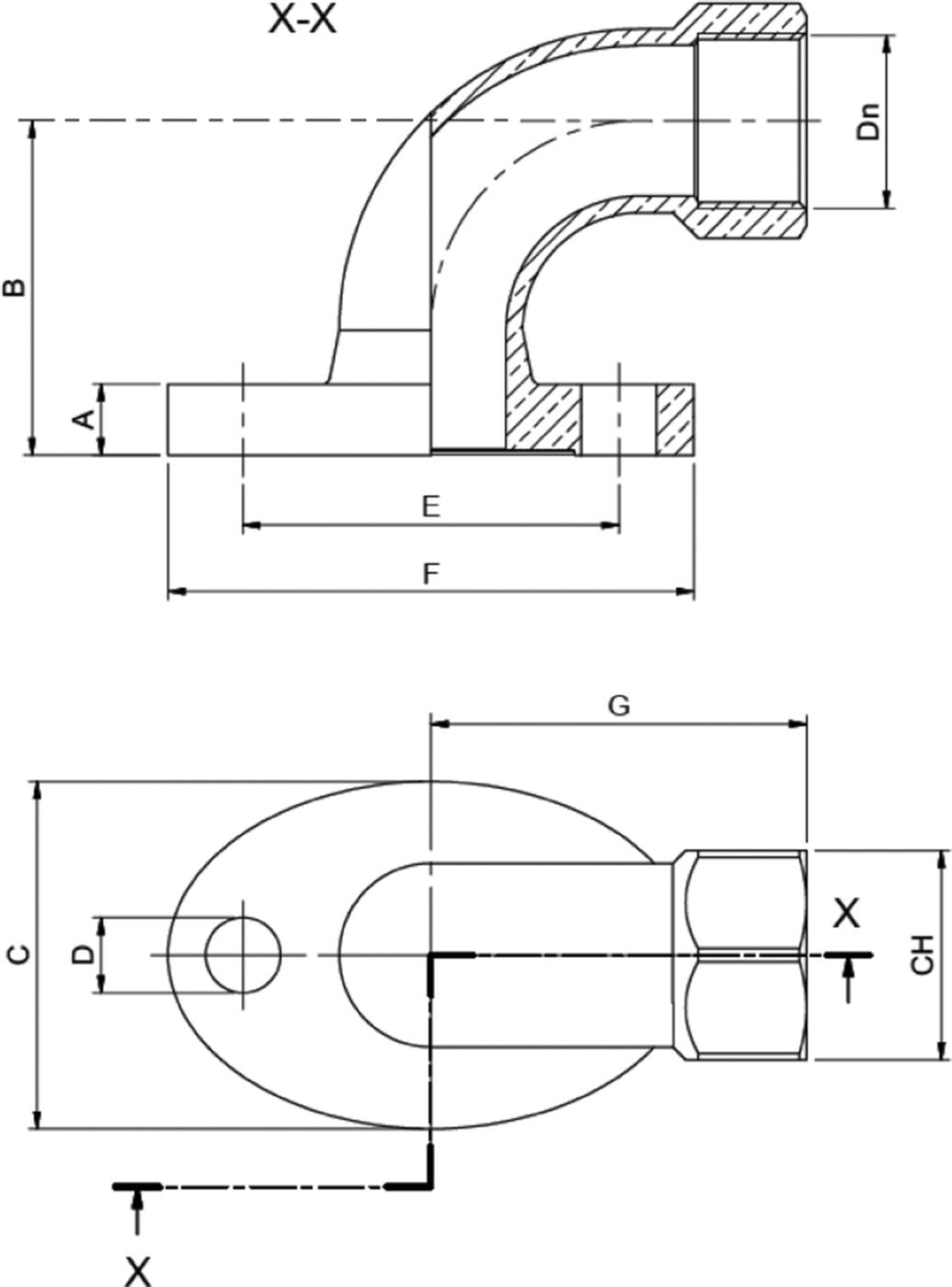 Rotguss Wassermesser-Bogen IG - Gummidichtung NBR PN10/40, PN16
