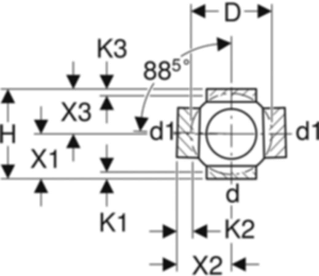 Geberit PE Mehrfach-Abzweig  90° - 4-teilig
