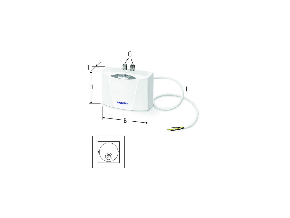 Waschtisch-Durchlauferhitzer MCX7, 6.5kw - 3.7 l/min, 35°C bis 45°C, 400V