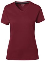Cotton Tec Damen V-Shirt, Gr. 2XL - weinrot
