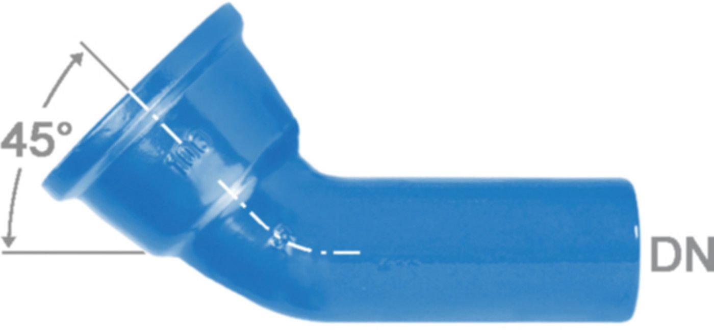 Hochdruckguss Bogen 45° - Fig. 2822, Steckmuffe und Spitzende