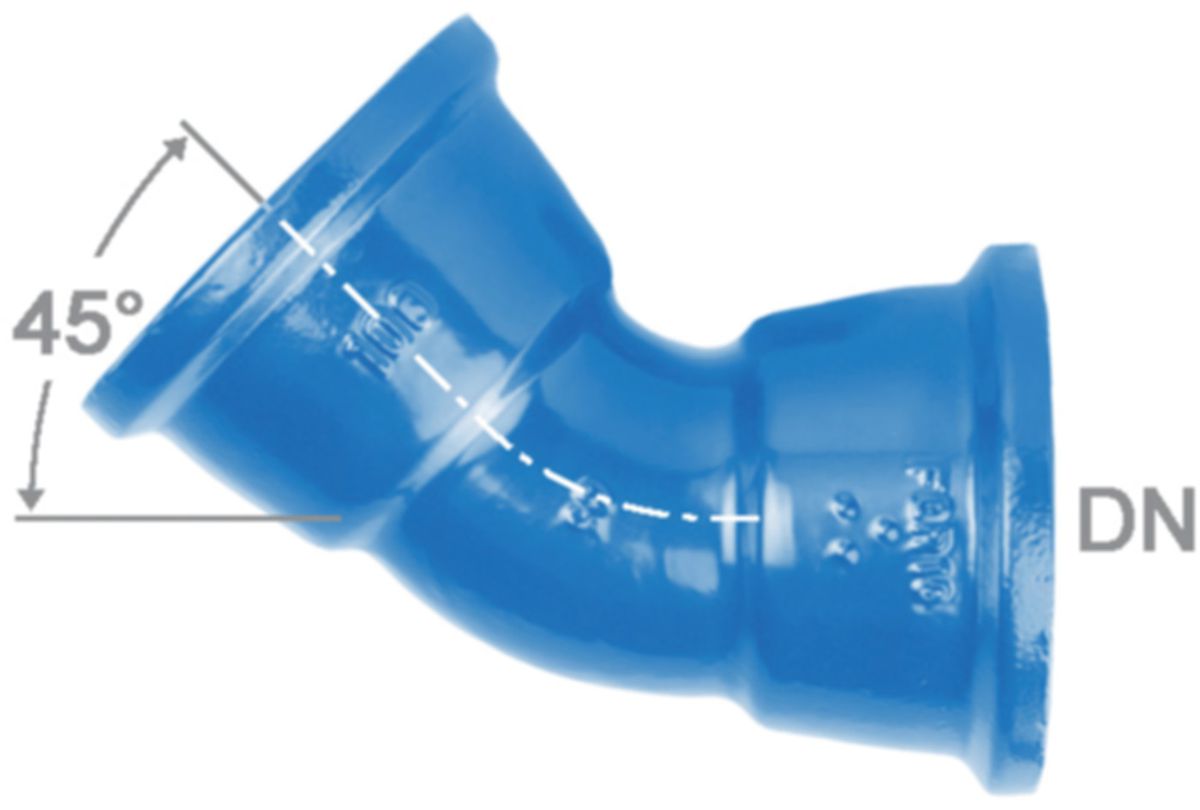 Hochdruckguss Bogen 45° 2 Steckmuffen - Fig. 2822A