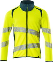 Sweatshirt mit Reissverschluss, Gr. 2XL - hi-vis gelb/dunkelpetroleum