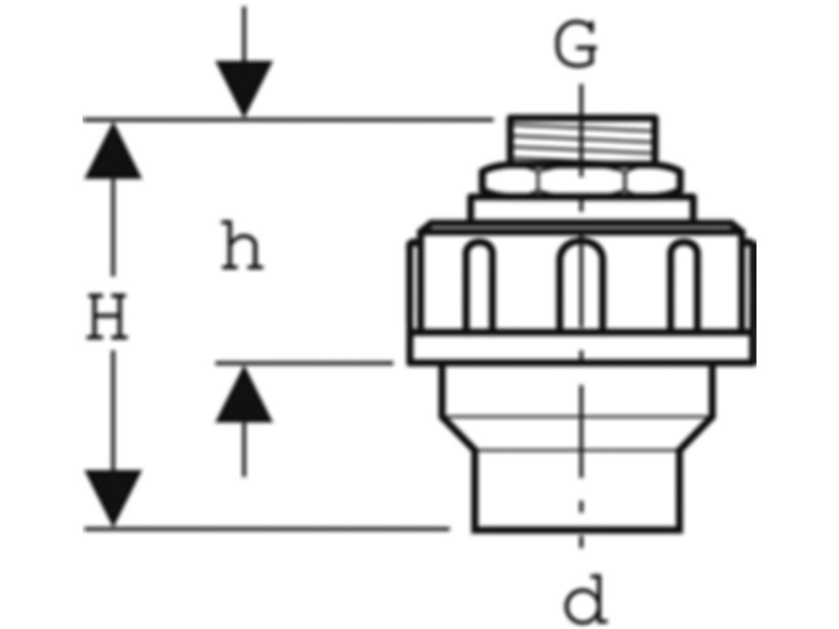 Geberit PE Stutzen mit Verschraubung - mit Messingnippel