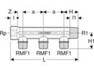 Geberit Verteiler mit Gewindeanschluss - Rp 3/4 Zoll, 2 Abgäng