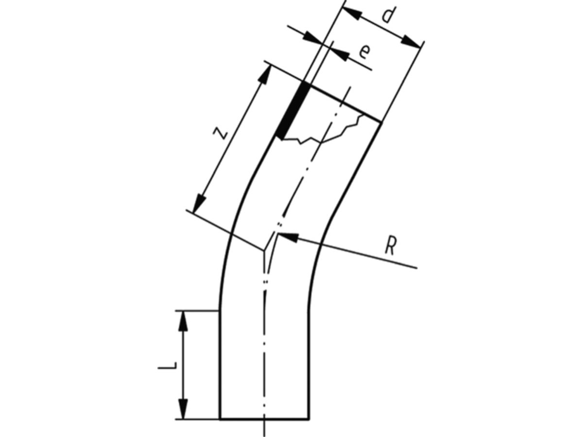 Bogen 30° nahtlos PE100 S-5 SDR 11 - 5 bar Gas / 16 bar Wasser