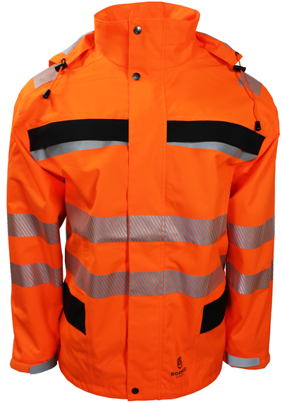 Bormio Speer Regenparka aus Polyester - orange/schwarz, mit 3M Reflektoren
