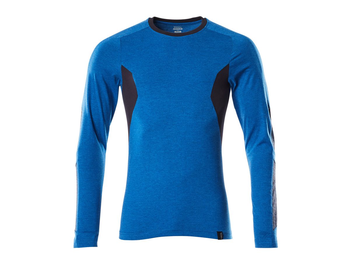 T-Shirt langarm, Modern Fit, Gr. L ONE - schwarzblau/azurblau, 60% CO/40% PES