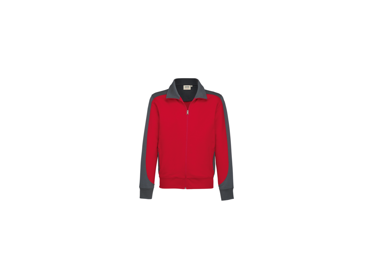Sweatjacke Contrast Perf. S rot/anth. - 50% Baumwolle, 50% Polyester, 300 g/m²