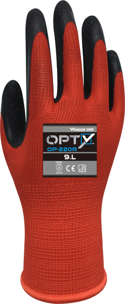 Wonder Grip Opty Handschuh - hi-vis rot/schwarz