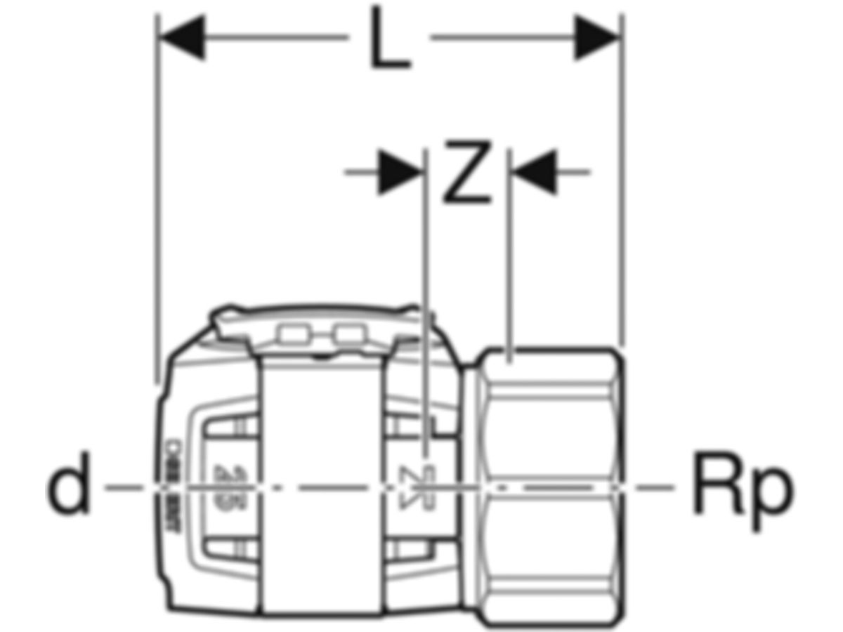 Übergänge mit Innengewinde 2" - GEBERIT FlowFit d Ø 63 mm / SW 75 mm