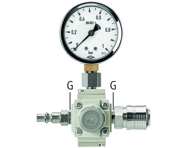 Druckregler-Set - mit Kupplung, Stecknippel und Manom.