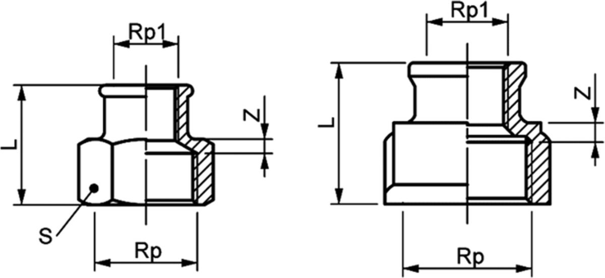 Muffe Messing reduziert