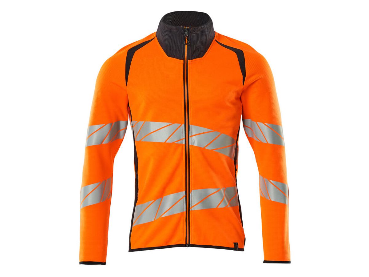 Sweatshirt mit Reissverschluss, Gr. S - hi-vis orange/schwarzblau