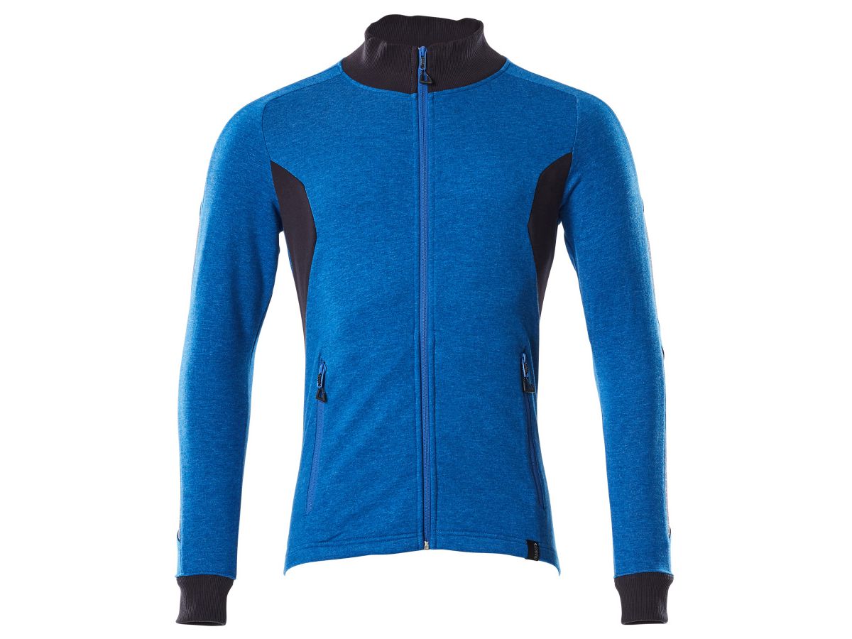 Sweatshirt mit Reissverschl. Gr. L ONE - schwarzblau/azurblau, 60% CO/40% PES