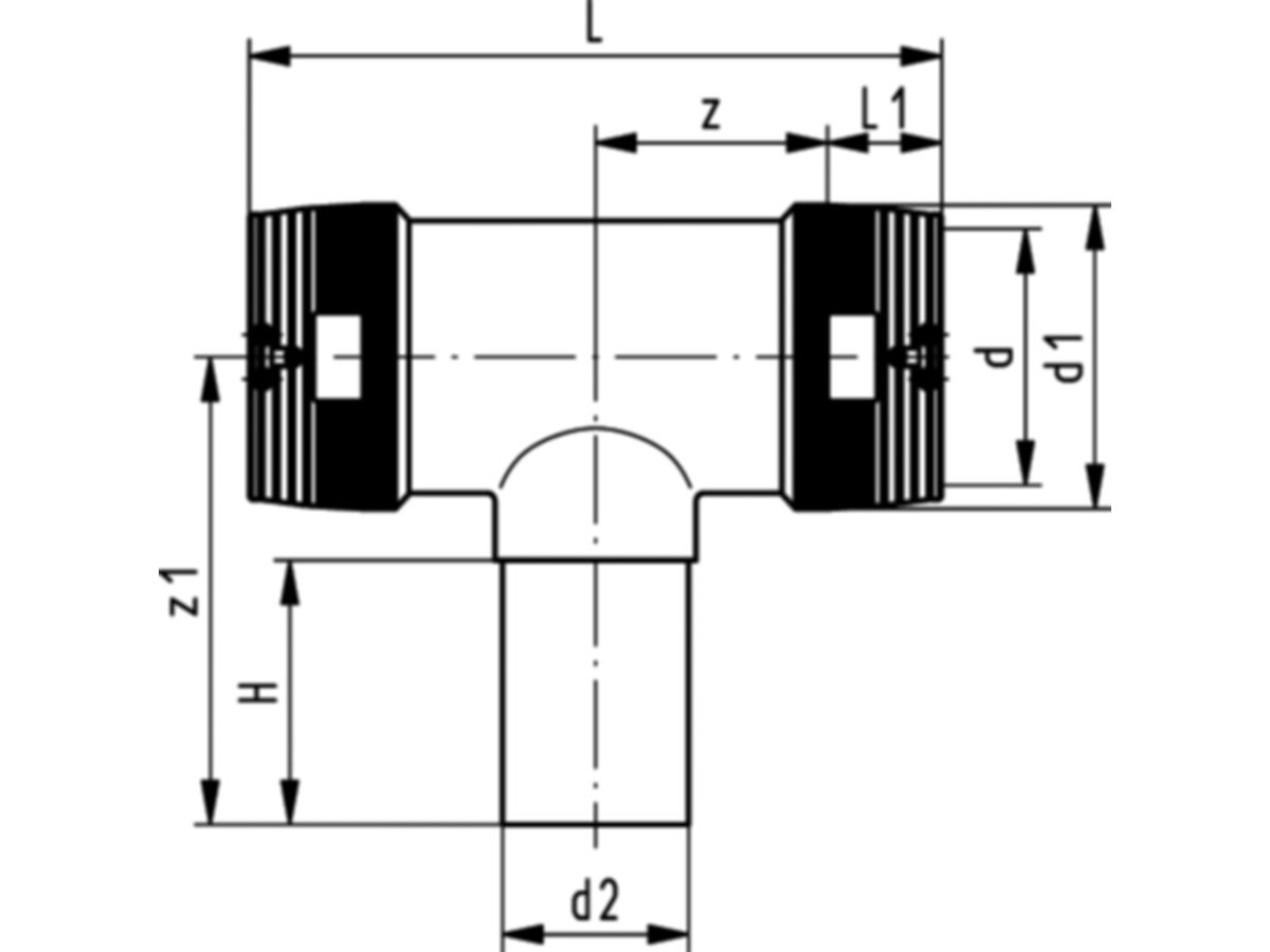 T-Stück reduz. PE 100 S-5 SDR 11 ELGEF - 5 bar Gas / 16 bar Wasser