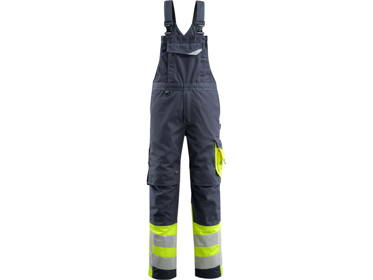 Sunderland Latzhose mit Knietaschen - Gr. 82C68, schwarzblau/hi-vis gelb