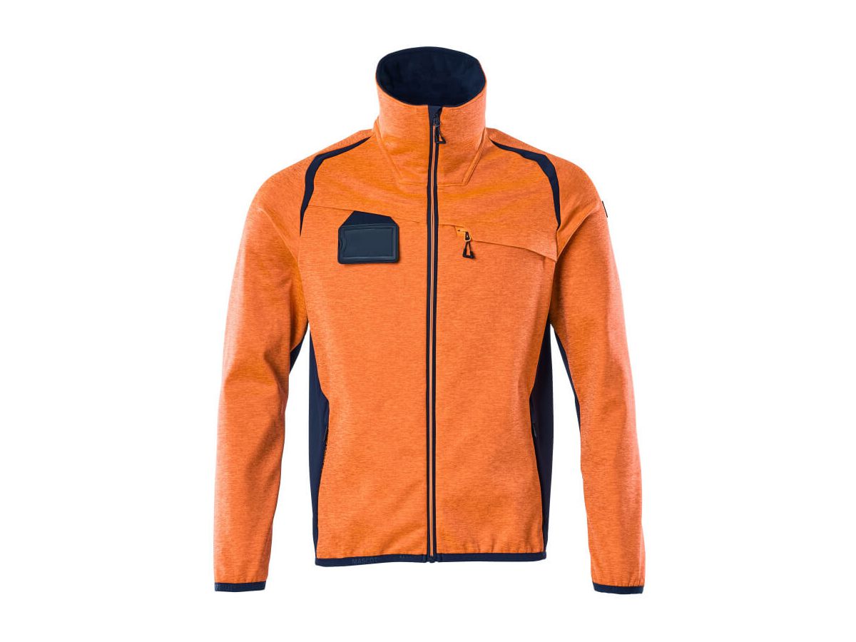 Fleecepullover mit Reissverschl. Gr. 2XL - hi-vis orange/schwarzblau, 94%PES/6% EL