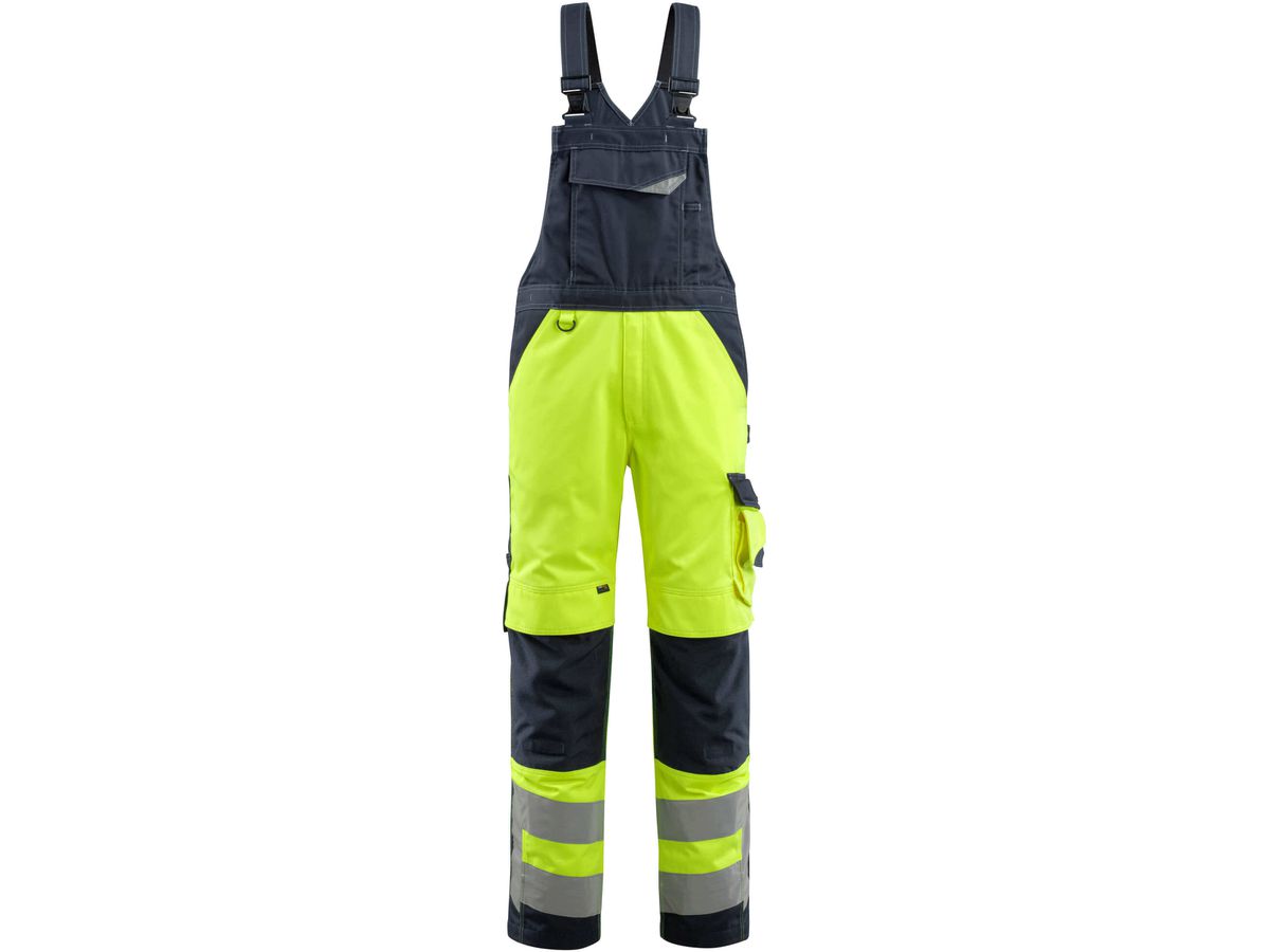 Latzhose mit Knietaschen, Gr. 90C52 - hi-vis gelb/schwarzblau