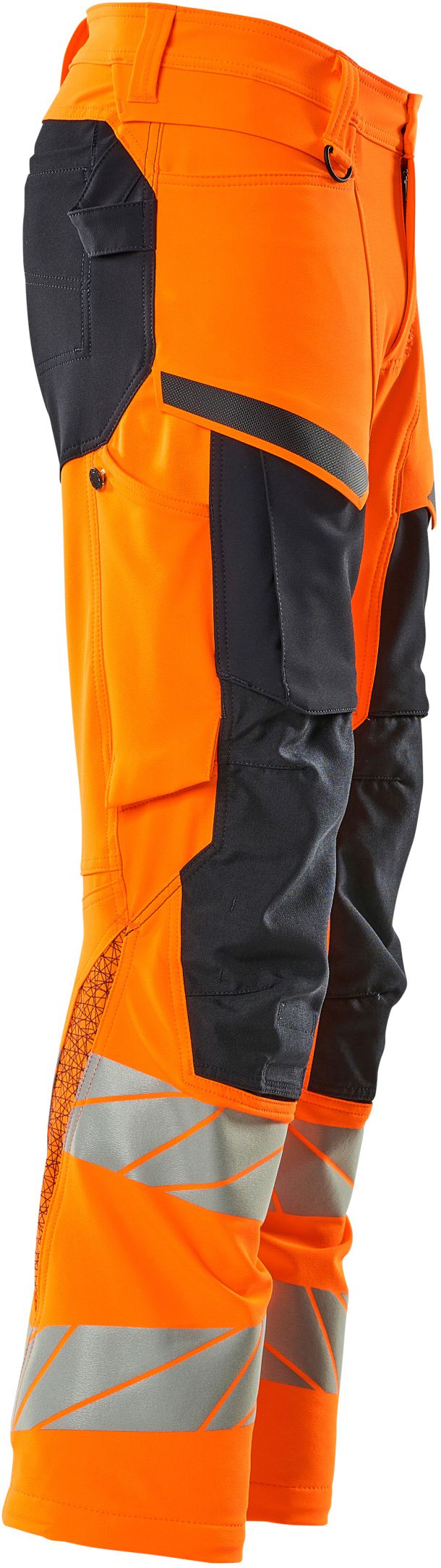 Hose mit Knietaschen, Stretch, Gr. 76C56 - hi-vis orange/schwarzblau, 92% PES/8%EL