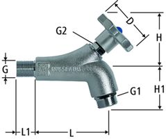 Garten-Auslaufventil mit Metall-Handrad - ohne Schlauchverschraubung Nr.41131