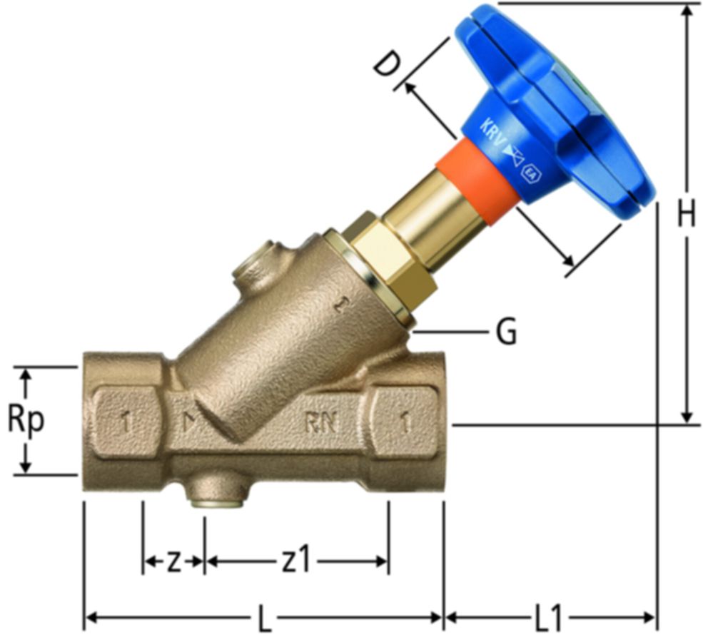 KRV-Ventil PN16 NUSSBAUM - für Wasser bis 90°C Nr.22130