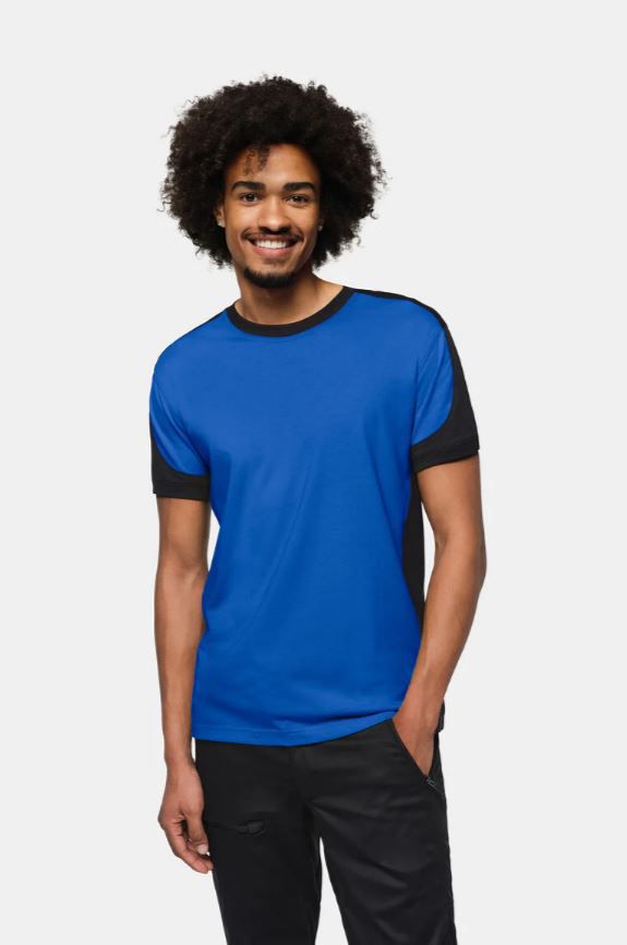 T-Shirt Contrast Mikralinar Gr. 2XL - royalblau/schwarz