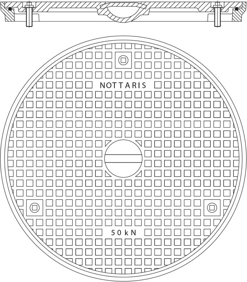 Schachtabdeckung Fig. 27S, 50kN - Handgriff/Uni-Griff, Schraubverschluss
