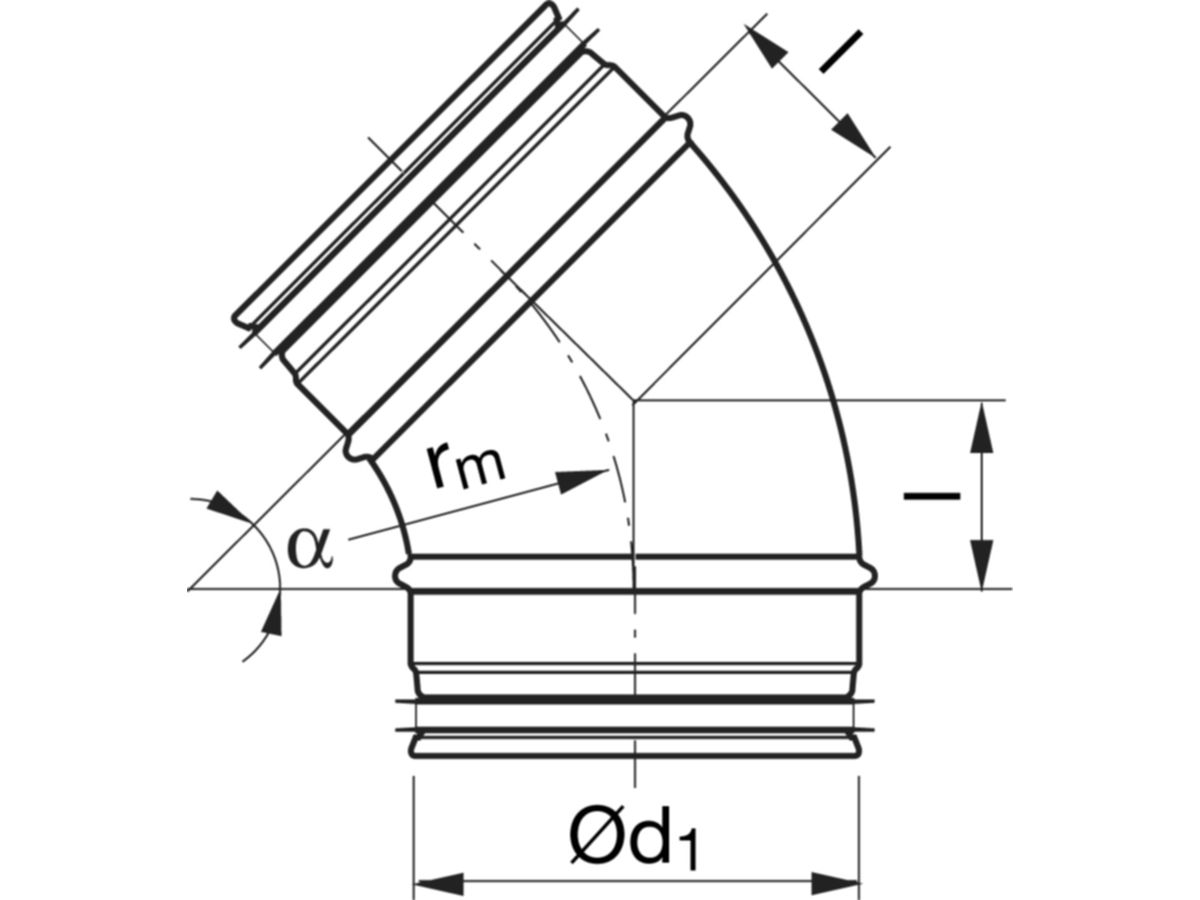 Spiralrohrbogen 45°