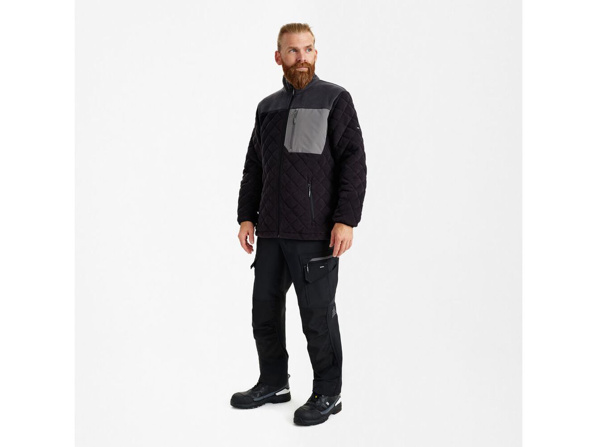 ENTIRE Gesteppte Fleecejacke Gr. 3XL - Schwarz/Anthrazit Grau