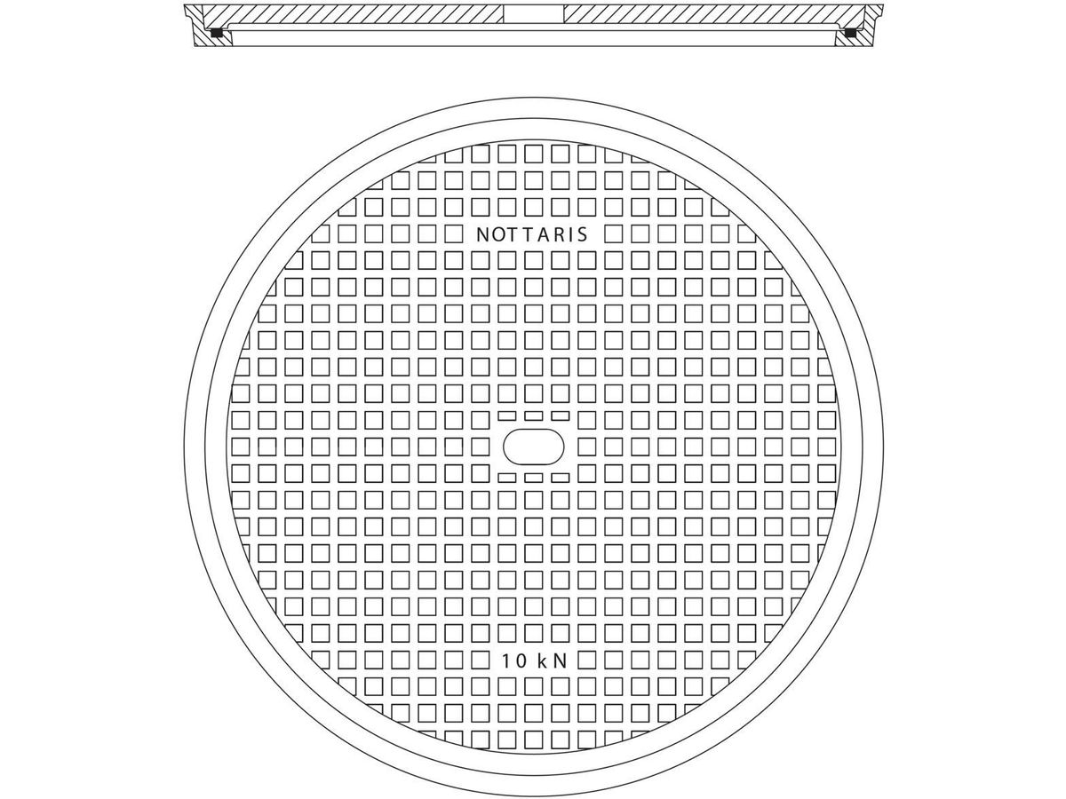 Schachtabdeckung Fig. 20P-60, 1 To - mit Pickelloch + dämpfender Einlage