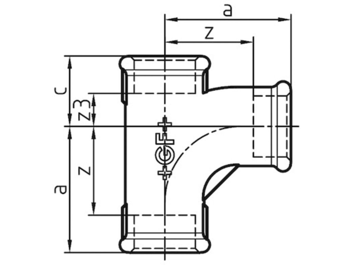 Bogen-T-Stück +GF+ schw. 131 11/4"