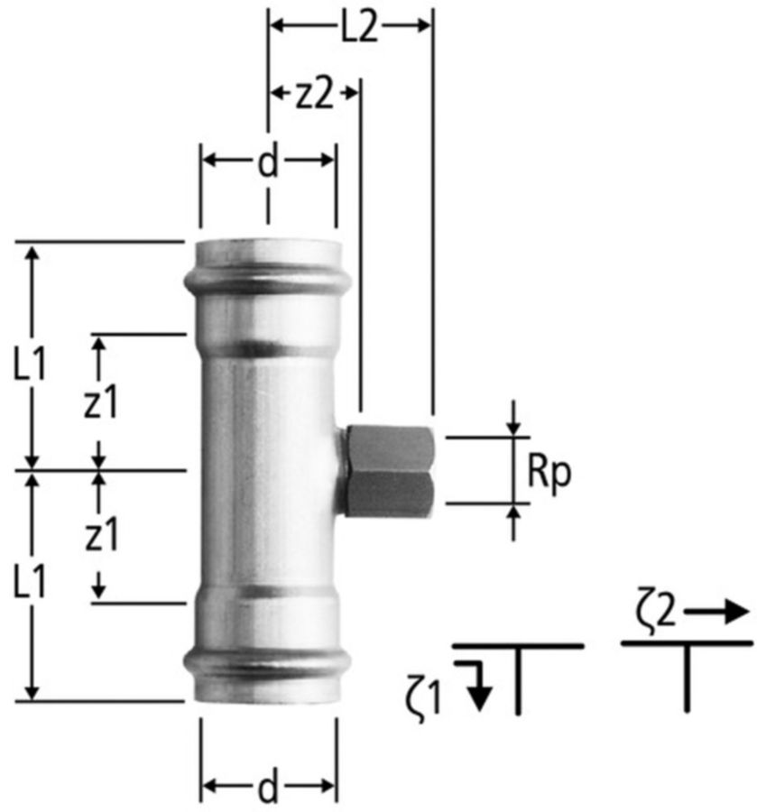 Optipress-Therm T-Stück - mit Innengewinde
