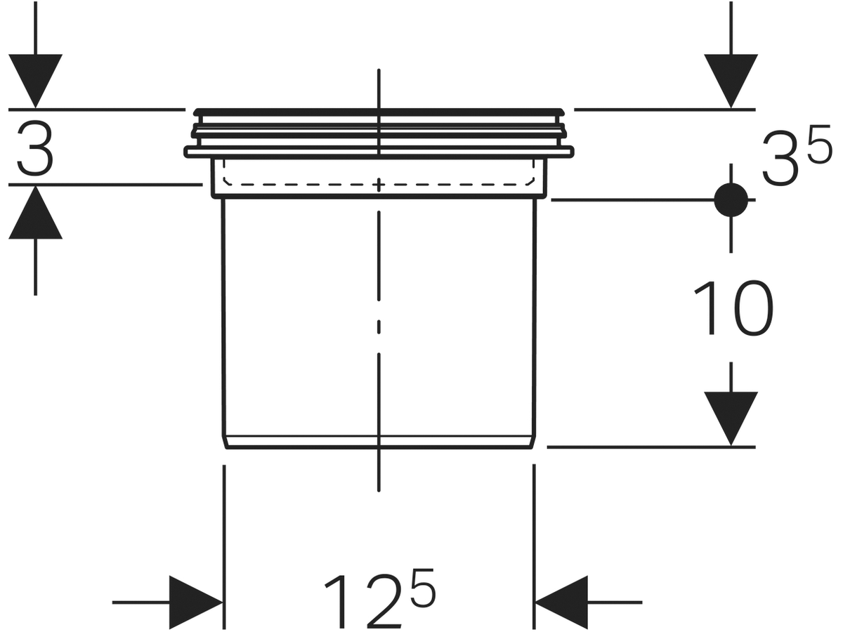 Geberit Verlängerungsstück zu Bodeneinl. - Varino, 13 x 13 cm