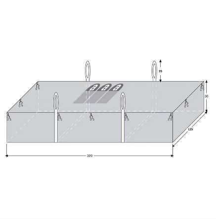 Big-Bags Asbest 260 x 125 x H30 cm - SWL 1'500 kg, Schürze 3-s. + 4 Schlaufen
