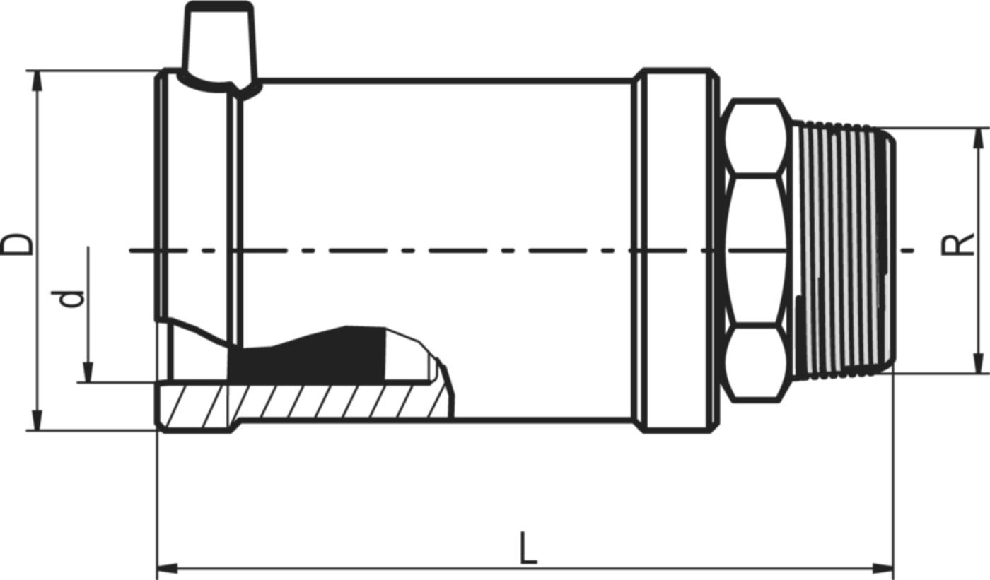 HDPE FRIALEN Übergangsstück mit AG - für GAS
