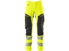 Hose mit Knietaschen, Stretch, Gr. 82C52 - hi-vis gelb/schwarz, 92% PES/8%EL