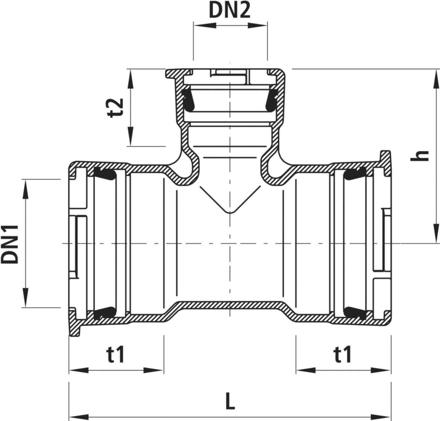 Steckmuffen-T BAIO, PN 16 - 5420