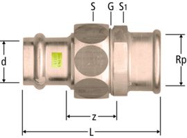 Optipress-G-Verschraubung mit IG - konischdichtend