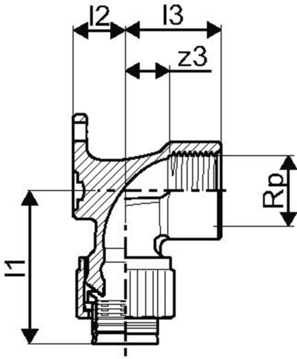 Anschlusswinkel +GF+ JRG Sanipex einfach - mit IG und Bördel-Verschraubung